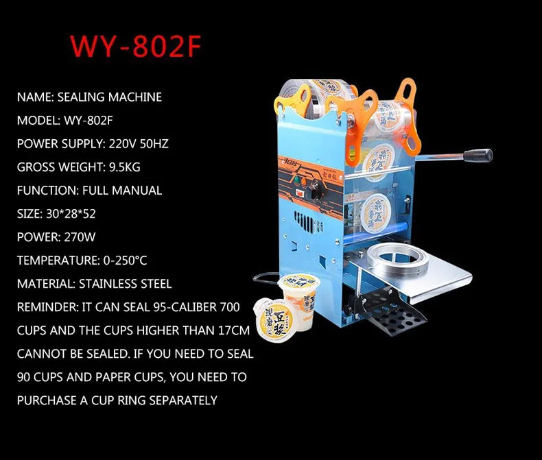 9.5CM Commercial Cup Sealer Milk Tea Sealing Machine Manual CupPressure Sealing Machine Beverage Cup Sealer Machine