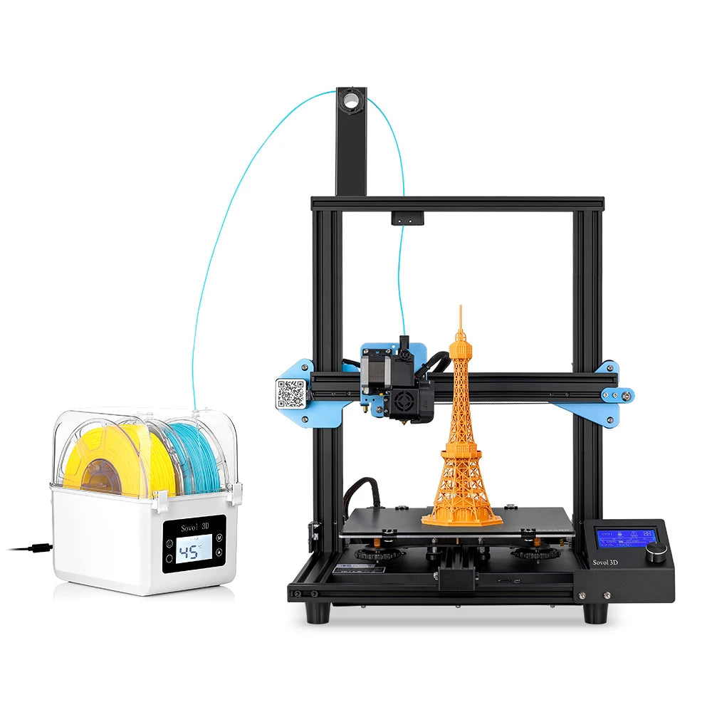 Sovol 2 Rolls Filament Dehydrator Spool Holder Filaments Dry Box for 1.75mm, 2.85mm ABS PLA PETG TPU FDM Material 3D Printer