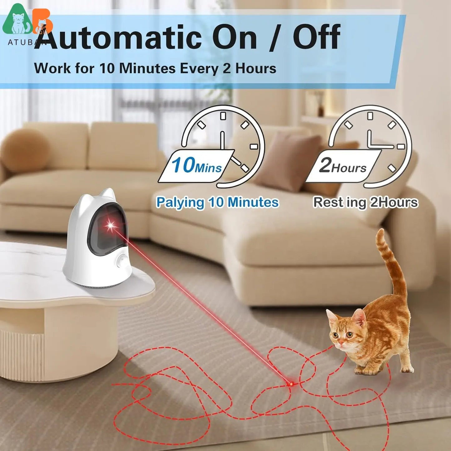 Cat Laser Toys for Indoor Cats, Random Trajectory Laser Cat Toy, Interactive Cat Toys for Bored Indoor Adult Cats/Kittens/Dogs