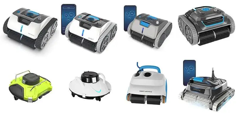 Cordless Robot Vacuum Cleaner for Swimming Pool Rechargeable Lithium Battery 8600mAh Route Planning Auto-reverse Self-beaching