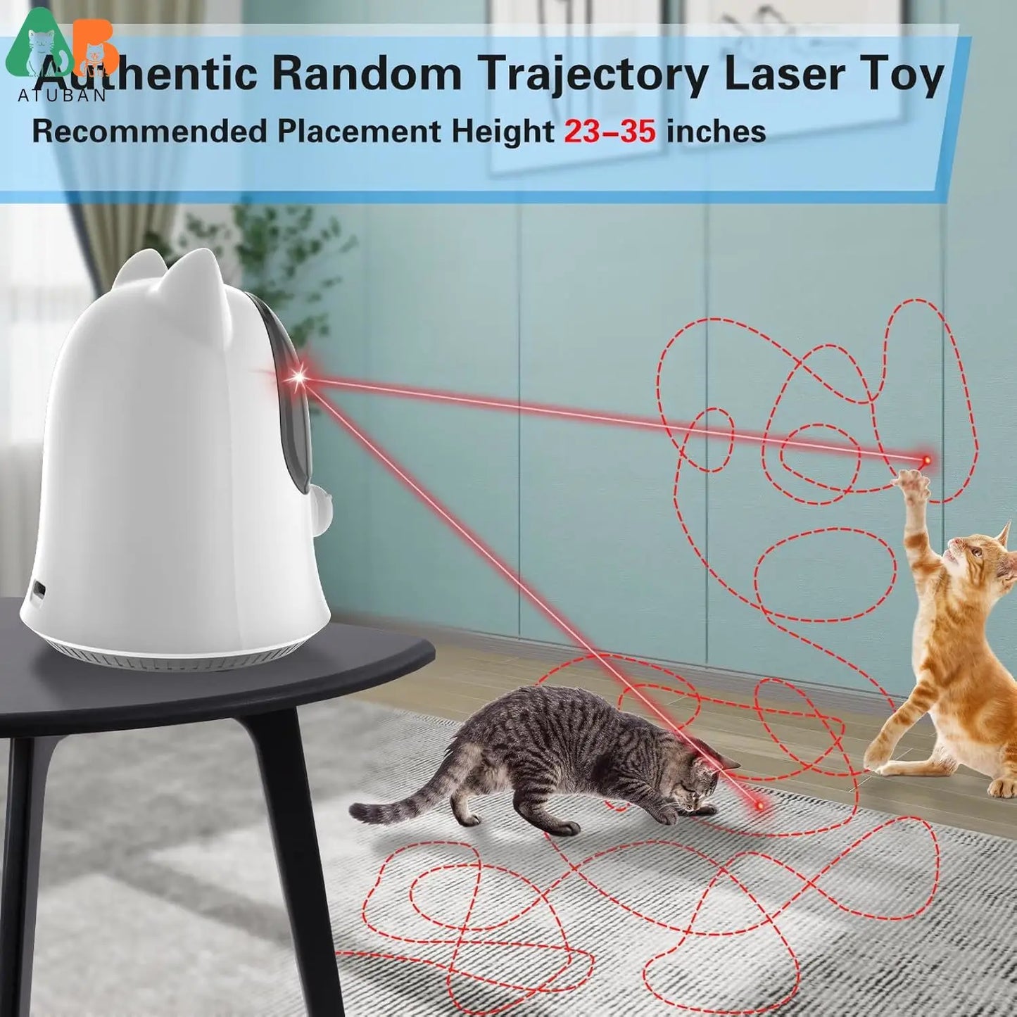 Cat Laser Toys for Indoor Cats, Random Trajectory Laser Cat Toy, Interactive Cat Toys for Bored Indoor Adult Cats/Kittens/Dogs