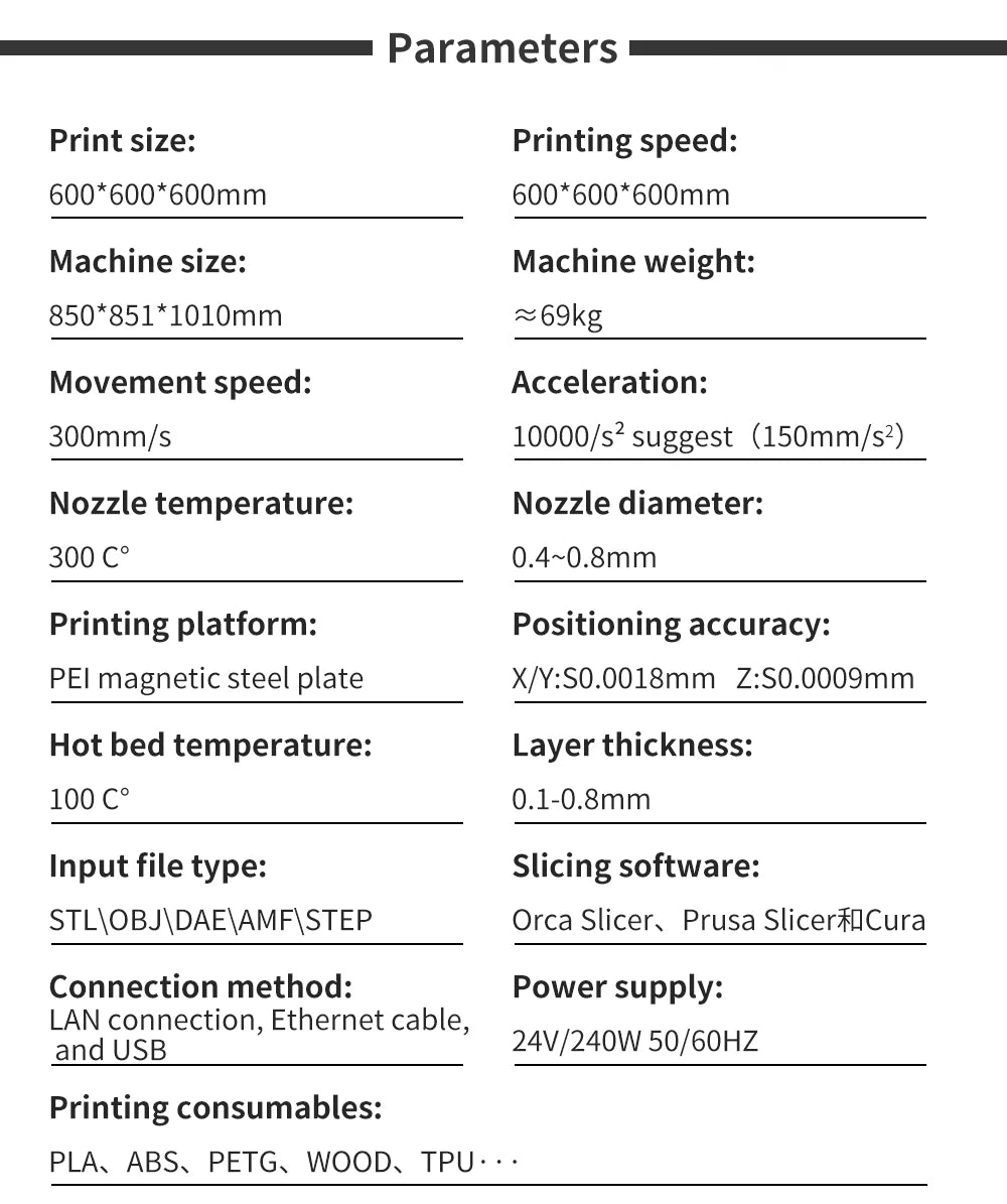 Tronxy VEHO 600 PRO V2 FDM 3D Printer Dual-axis guide Rail direct drive 3d Printer klipper firmware 600*600*600mm With Encloser