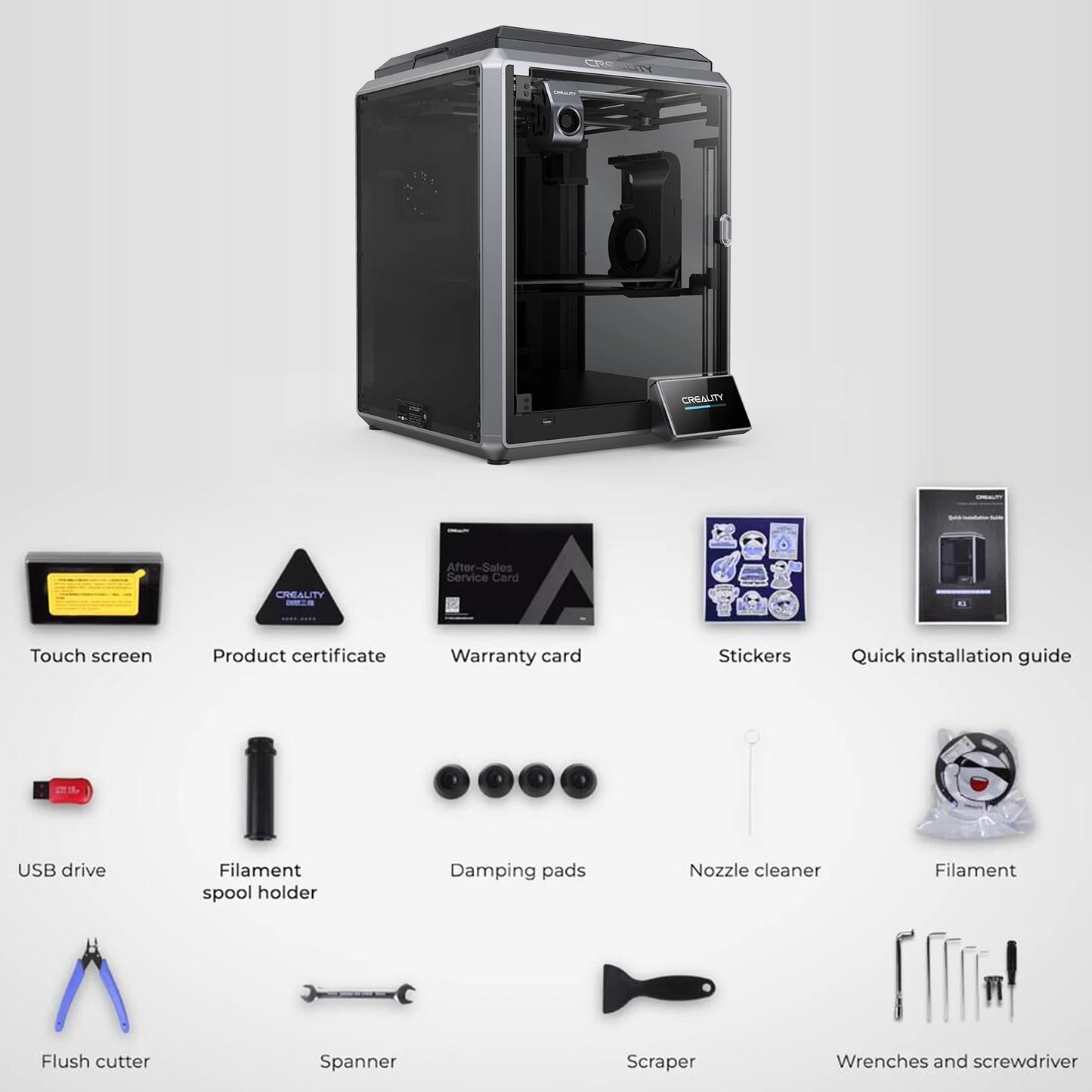 Creality K1/ K1 Max 3D Printers 600mm/s High Speed with 4.3'' Color Touchscreen Dual-gear Direct Extruder Printing  3D Printers