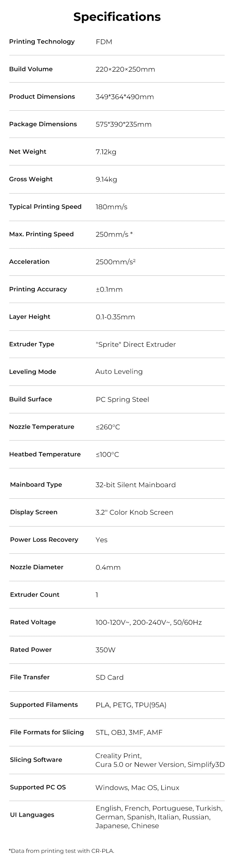 Creality Ender 3 V3 SE 3D Printer 250mm/s printing speed CR Touch and strain sensors for auto leveling Sprite Direct Extruder