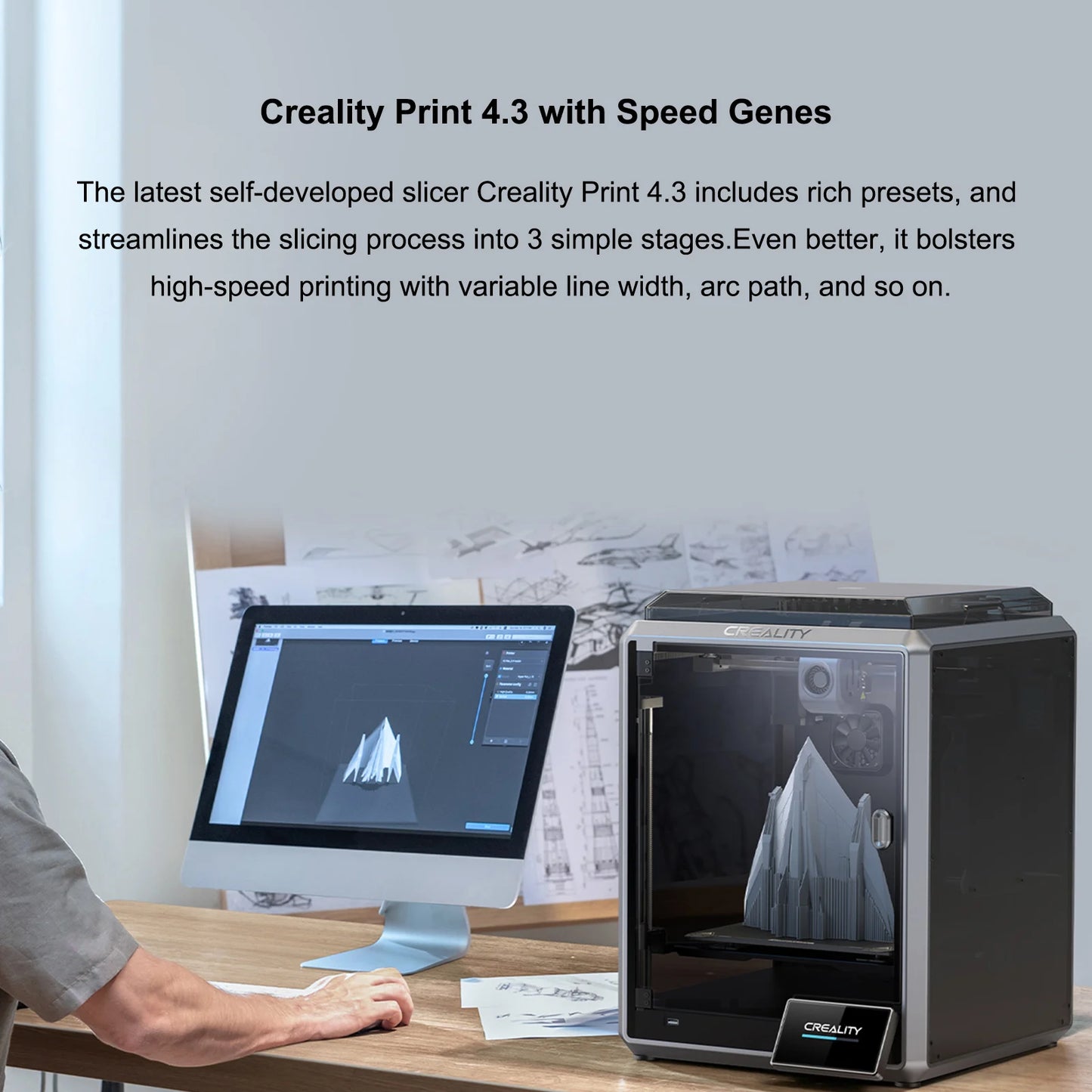 Creality K1/ K1 Max 3D Printers 600mm/s High Speed with 4.3'' Color Touchscreen Dual-gear Direct Extruder Printing  3D Printers