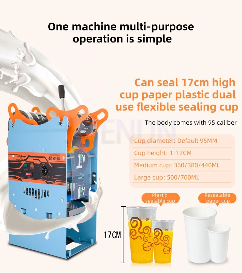 Commercial Cup Sealing Machine Manual Pressure Sealing Machine Beverage Cup Sealer Milk tea Seal machine Boba Tea Machine