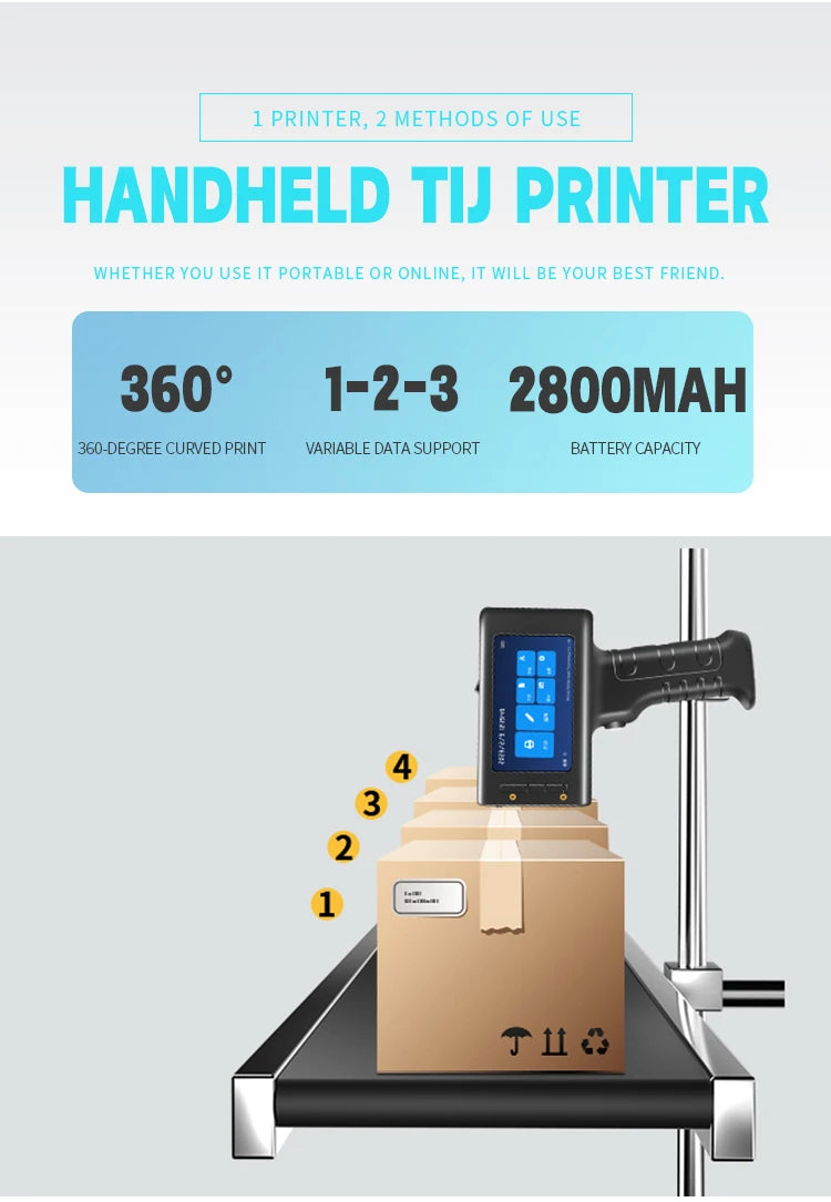 Willita 12.7mm Handheld Inkjet Printer Gun Portable For Metal Expiry Date Barcode QR Code Batch Numbers Best Value Logo Printing